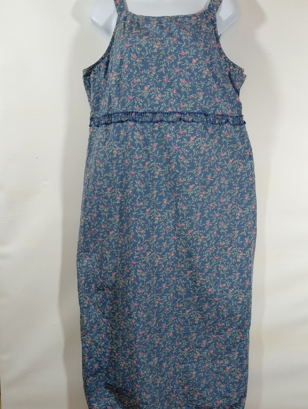 Vintage Cherokee Faded Blue Floral Sleeveless Side Zip Midi Sundress XL